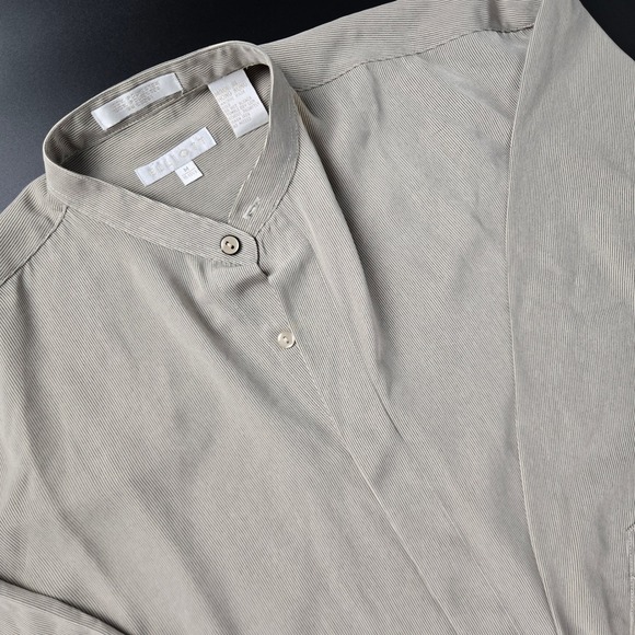 Elliott Other - Elliott Mens Banded Collar Micro Stripe Long Sleeve Shirt Beige Tan Size M